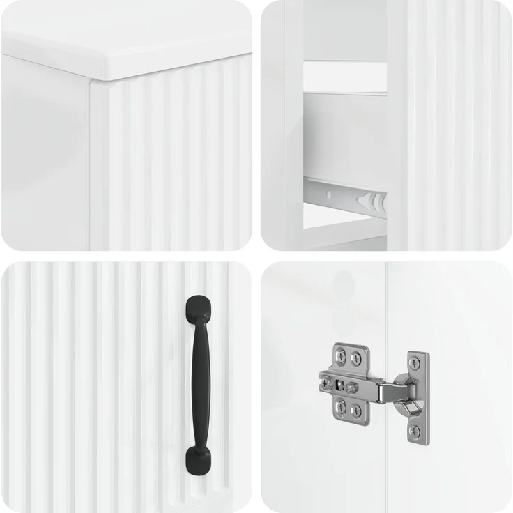vidaXL 2-teiliges Badezimmer Schrank Set HOORN Hochglanz Weiß 3417715 – Bild 5