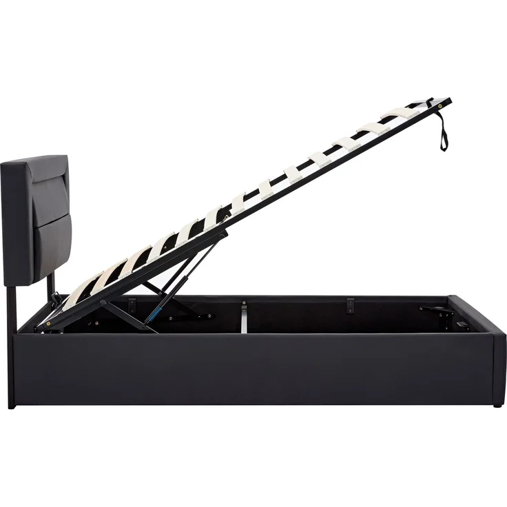 ZUBALIYA Polsterbett 90 x 190 cm mit LED-Beleuchtung, USB-Anschluss, Lattenrost, Kunstleder (PU), Schwarz – Bild 11