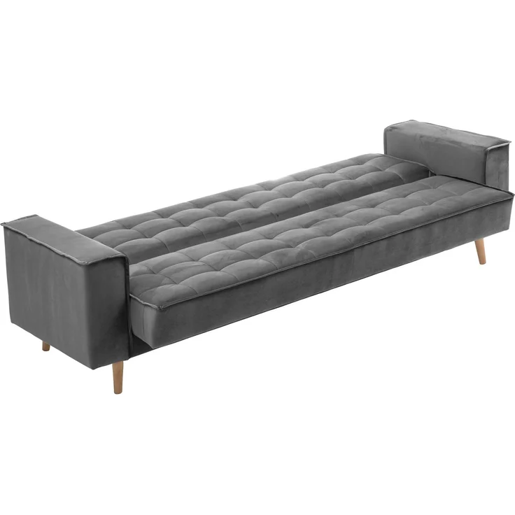 Sofa 3-Sitzer mit Bettfunktion Kavindra Samtvelours anthrazit – Bild 3