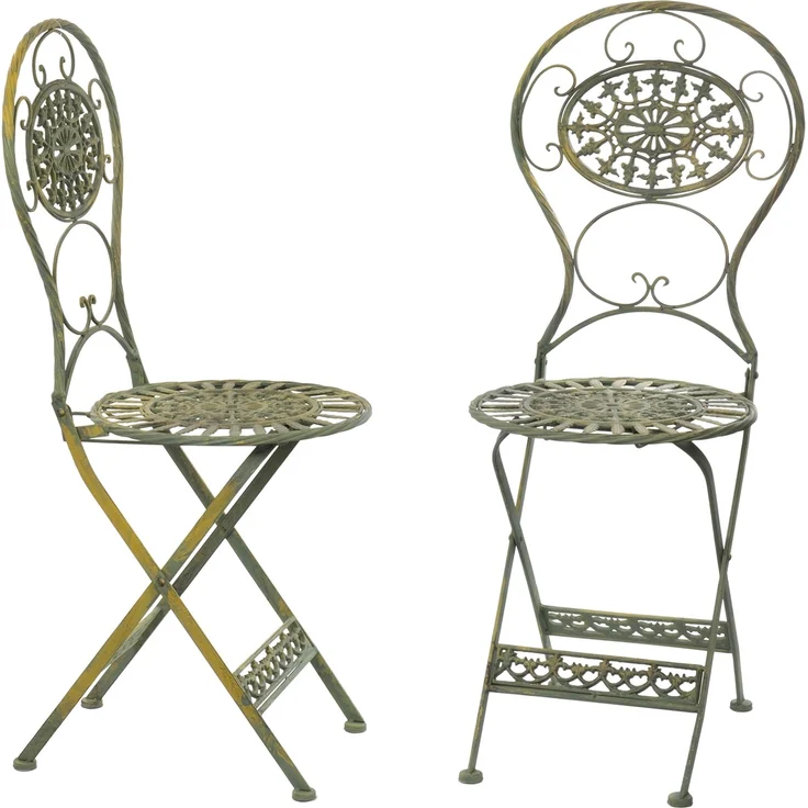Moritz Bistro Set Tisch oval + 2 Stühle altgrün antik aus Gusseisen Gartendeko Set Bistrotisch Bistrostühle 3-teilig Sitzgruppe Balkonmöbel – Bild 6