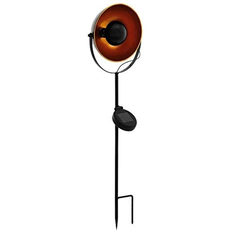 LED Solarleuchte, Erdspieß, Stahl, schwarz-orange, Höhe 61 cm