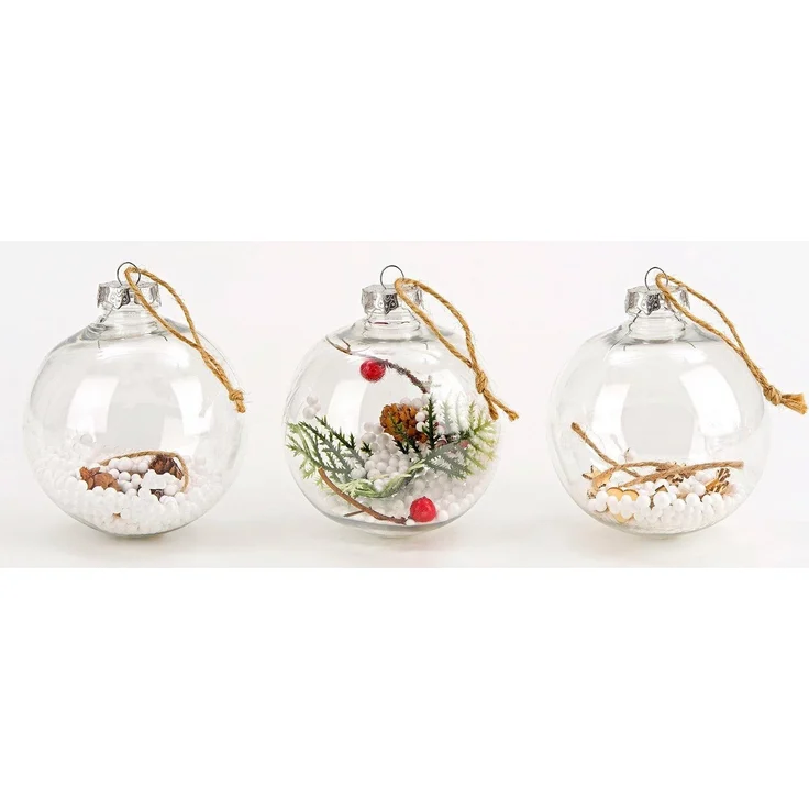 BRUBAKER Weihnachtsbaumkugel Christbaumkugel Set aus Acryl (9 St), Baumkugel Set mit Juteaufhängern, befüllte Weihnachtskugeln – Bild 2