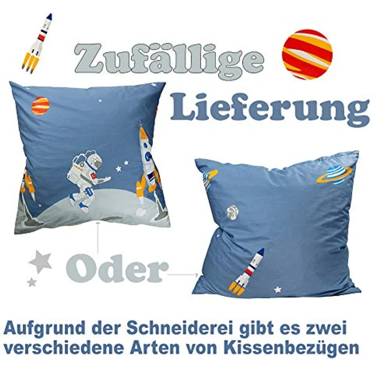 KEAYOO Kinderbettwäsche YZTX, Baumwolle, 2 teilig, Astronaut und Rakete Muster 100% Baumwolle für Kinder – Bild 5