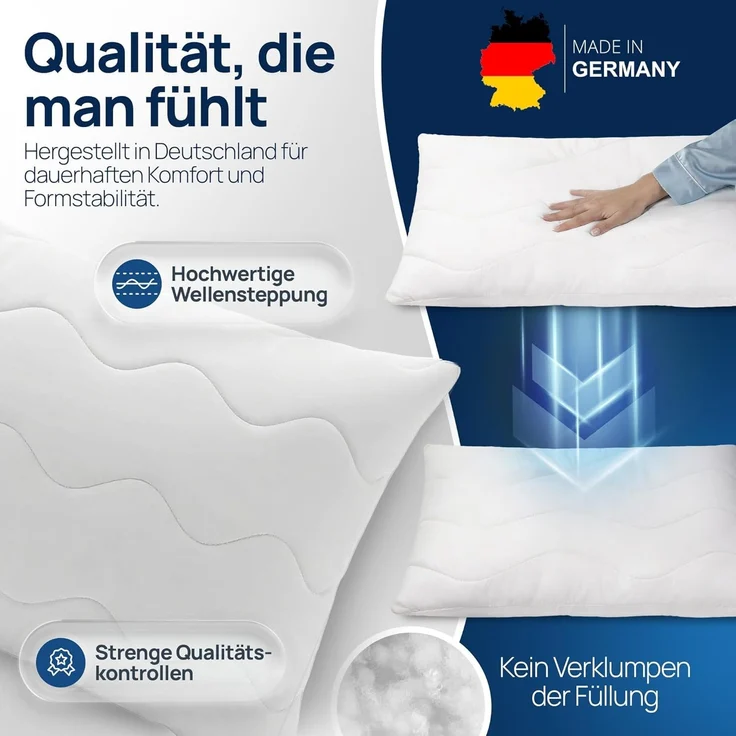 LILENO HOME Allergiker Kopfkissen 40x80 (1er Set) – 95°C waschbar, Oeko-Tex & Made in DE – Kissen 40x80 anpassbar für himmlischen Schlaf – Haut schmeichelndes & geruchsfreies Pillow – Bild 5