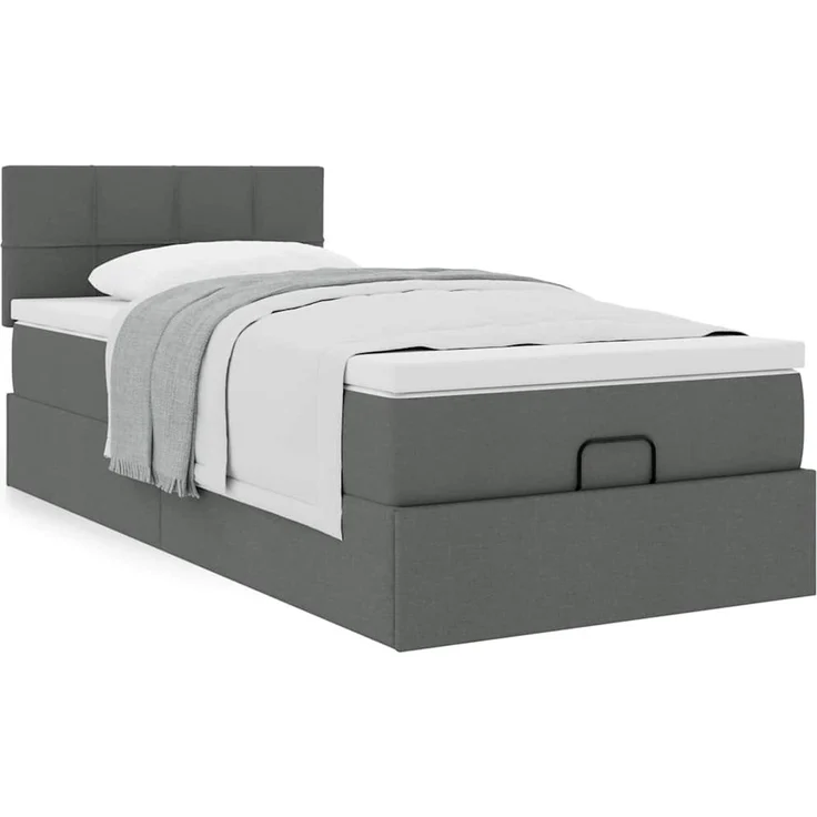 vidaXL Ottoman-Bett mit Matratze Dunkelgrau 100x200 cm Stoff 3311436 – Bild 12