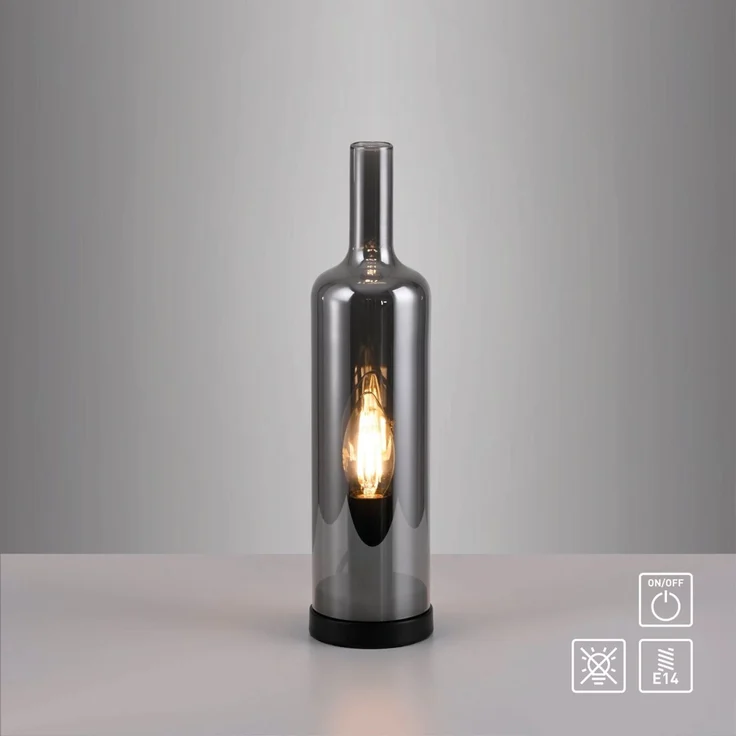 JUST LIGHT 14006-25 BOTTLE Tischleuchte rauchfarben Rauchglas – Bild 1