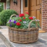 Kobolo Pflanzkübel Übertopf Pflanzkorb Pflanzschale rund aus Rattan mit Folie (Vorteils-Set 1 Stück, 1 St, 1 Stück), Blumenkorb Flechtkorb Holzkorb Durchmesser 40 cm