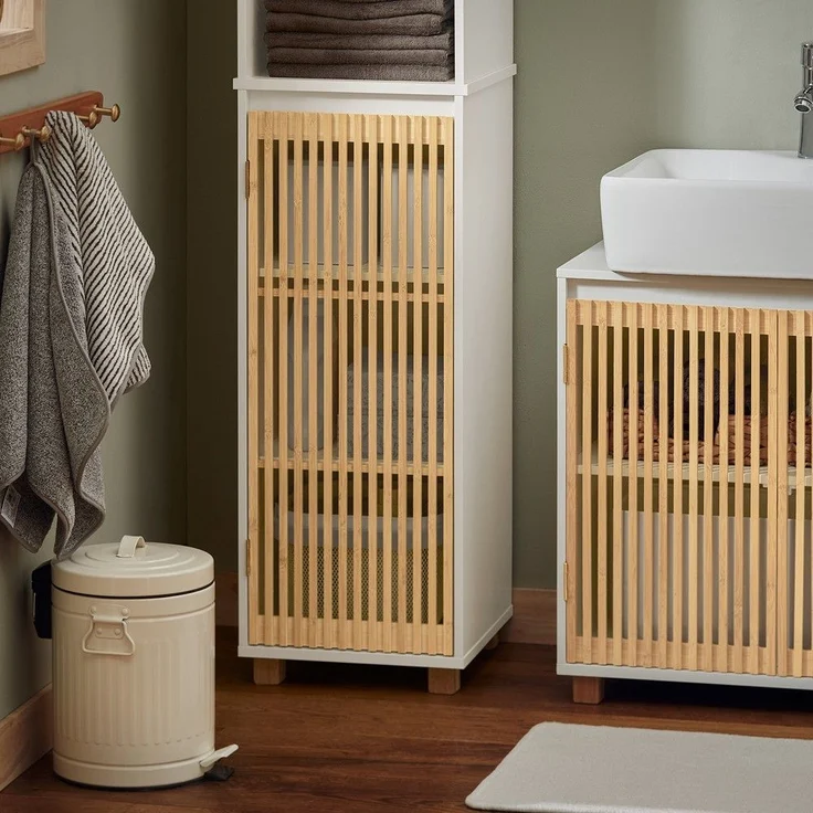 SoBuy BZR127-W Badezimmer-Hochschrank, MDF, Lackiert, Weiß, 30 x 145 x 30 cm – Bild 10