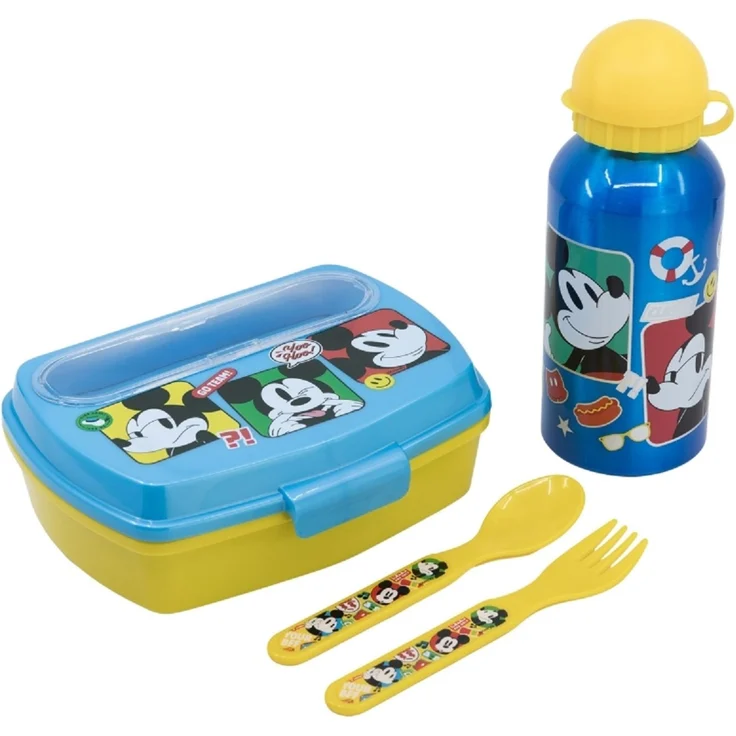 Disney Mickey 4er Set Trust The Journey Aluminiumflasche, Snackbox und mehr – Bild 1