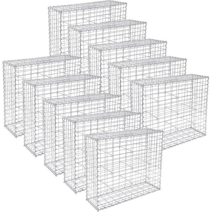 SONGMICS Gabionenkörbe, verzinkt, Metall silber, 100 x 80 x 30 cm, 10 Stück – Bild 1