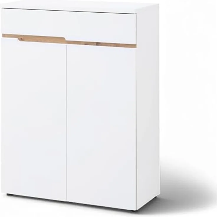 Memphis Schuhschrank in Weiß, Artisan Eiche Optik - Schuhregal mit viel Stauraum für Ihre Schuhe - 80 x 107 x 38 cm (B/H/T)