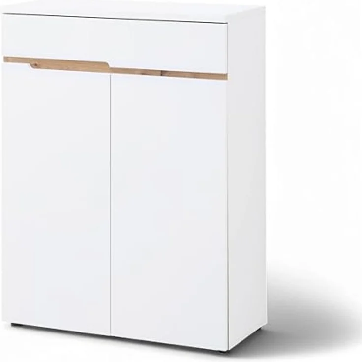 Memphis Schuhschrank in Weiß, Artisan Eiche Optik - Schuhregal mit viel Stauraum für Ihre Schuhe - 80 x 107 x 38 cm (B/H/T) – Bild 1