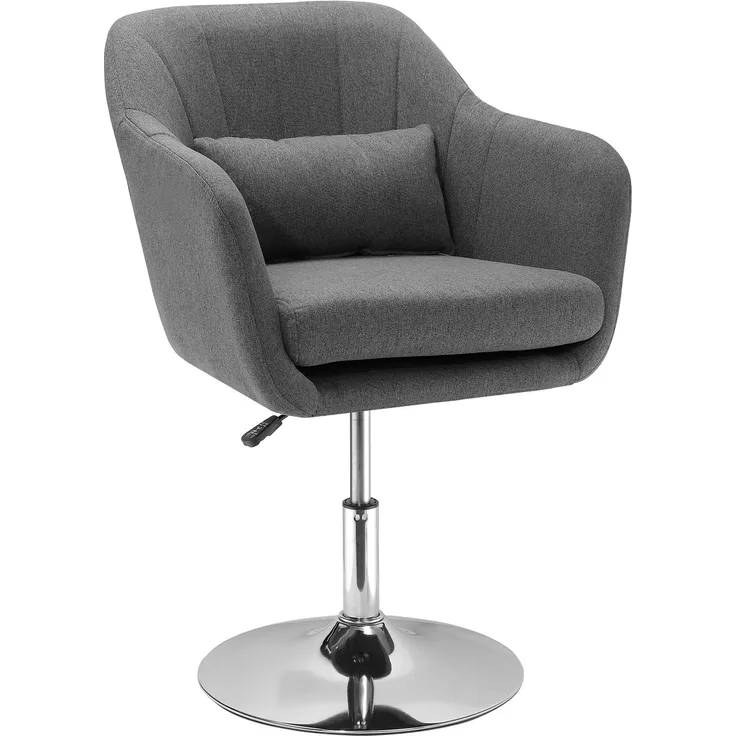MELAYR, Drehstuhl, höhenverstellbarer Bürostuhl, leinenartiges Polyester, Metall, 60 x 60 x 79-91 cm, Dunkelgrau