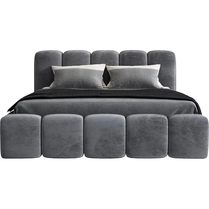 A&J MöbelLand 'Sonic' Polsterbett, Polyester, Anthrazit, 120 x 200, mit Matratze, mit Lattenrost, mit Bettkasten – Bild 2