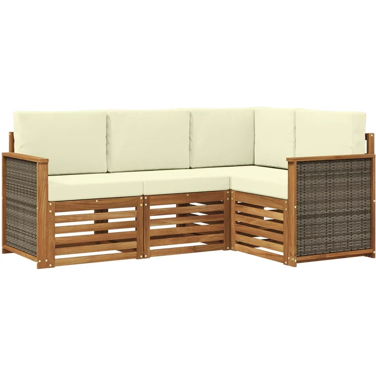 vidaXL Outdoor-Sofagarnitur 4 stk. 4-Sitzer Natur und Creme 3384286 – Bild 2