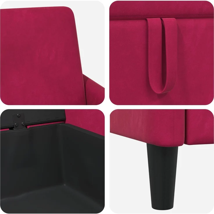 vidaXL Sofa Set mit Stauraum 2 stk. Weinrot Polyester 3429251 – Bild 6