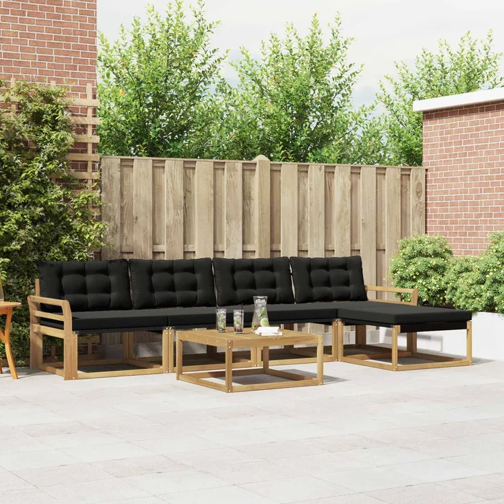 vidaXL Outdoor-Sofagarnitur 6 stk. 4-Sitzer Weiß und Schwarz 3388614