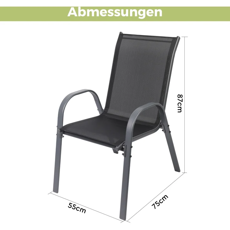 Albatros Gartenstühle 4er Set Kuba – Gartenstühle Stapelbar mit robustem Metallgestell und hoher Belastbarkeit – bequeme Stapelstühle auch als Terrassenstühle oder Balkonstühle – Bild 7