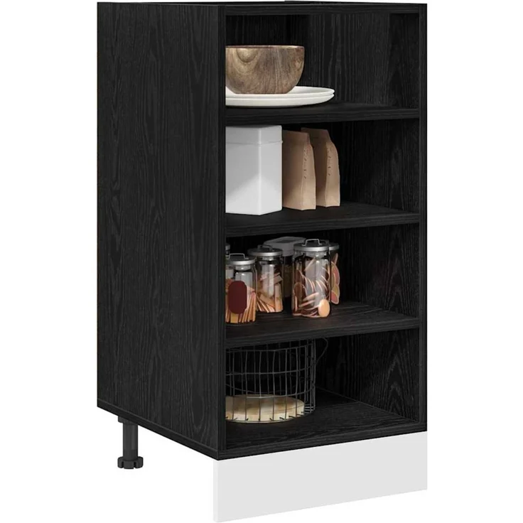 vidaXL Küchenunterschrank Schwarz Eichen-Optik 40 x 44,5 x 81,5 cm 876651 – Bild 3