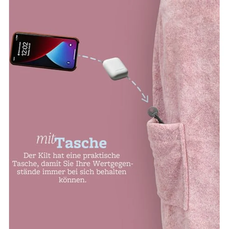 Bestlivings Saunatuch Herren 60x145cm, Sauna Kilt "Flauschig" Saunahandtuch mit Gummizug und Knopfverschluss – Bild 4