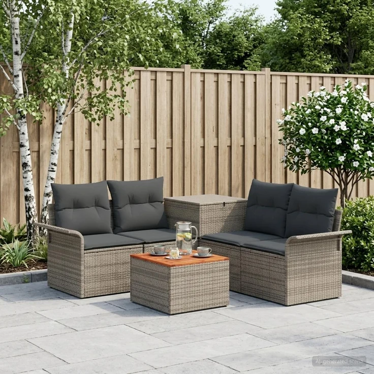 vidaXL Sofa Set 6 stk. 4-Sitzanzahl Grau und Dunkelgrau 3447084 – Bild 1