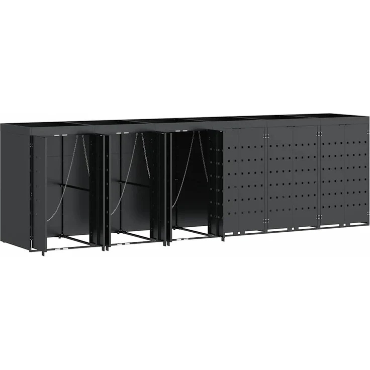 vidaXL Wagenmüllbehälter für 6 Behälter Anthrazit 3394747 – Bild 5