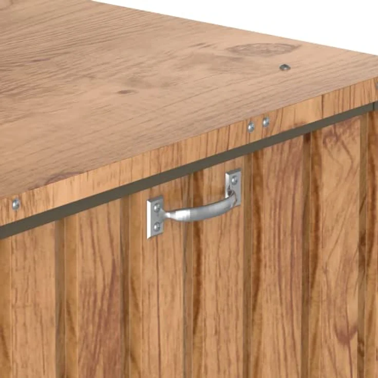 Duramax DH 1.3 (585L) Kissenbox aus Metall mit hydraulischer Gasdruckfeder und Vorhängeschlossöse, Terrassenbox und Gartenmöbelaufbewahrung für den Außenbereich, Holzmaserung – Bild 7