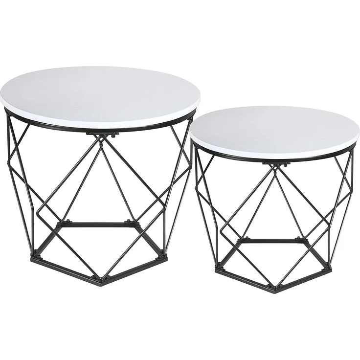 Ribelli Couchtisch 2er Set Beistelltisch, Couchtisch Rund, für Wohnzimmer, Schlafzimmer, Büro