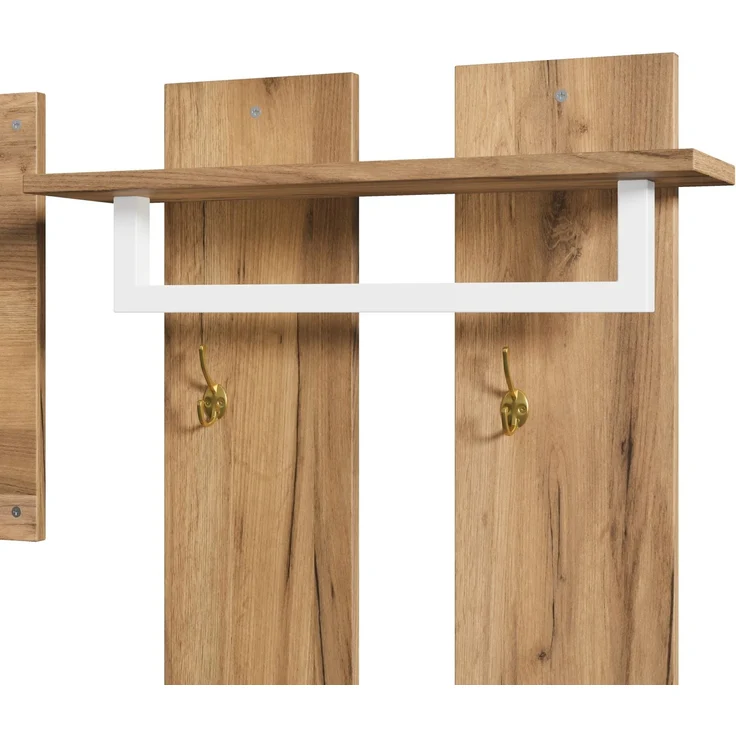 Garderoben-Set 130 x 35 x 124,5 cm mit Spiegel, Schuhbank und Stauraum – Bild 10