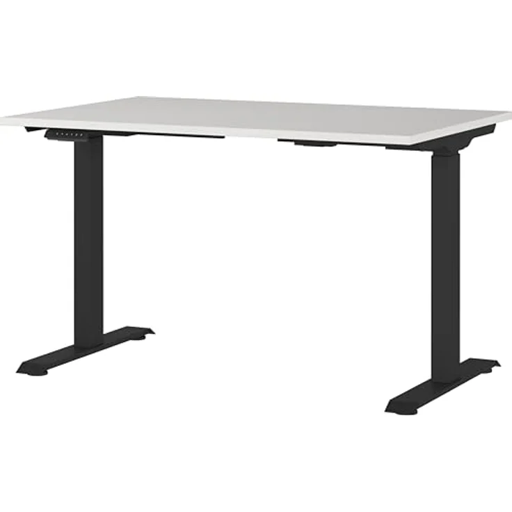 Germania Schreibtisch 7907-581, in Lichtgrau/Schwarz, EL. höhenverstellb, 120 x 120 x 80 cm (BxHxT) – Bild 2