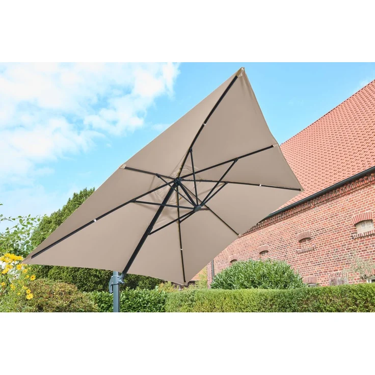 Primaster Ampelschirm Messina taupe 300 x 400 cm Sonnenschirm Gartenschirm – Bild 5