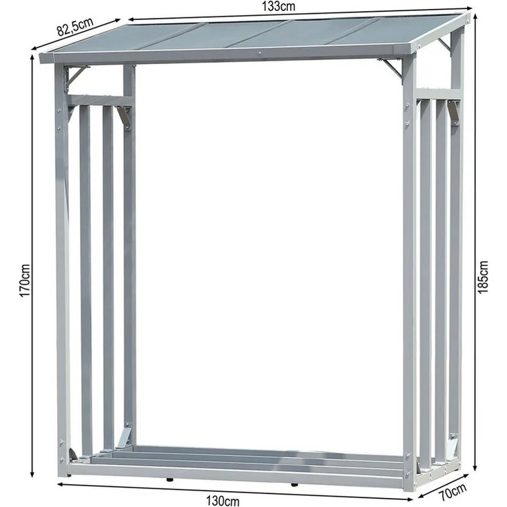 Quick Star Kaminholzregal Außen Aluminium Pro, Mehrere Größen, Mit / Ohne Wetterschutz, BxTxH:130x70x185 cm – Bild 1