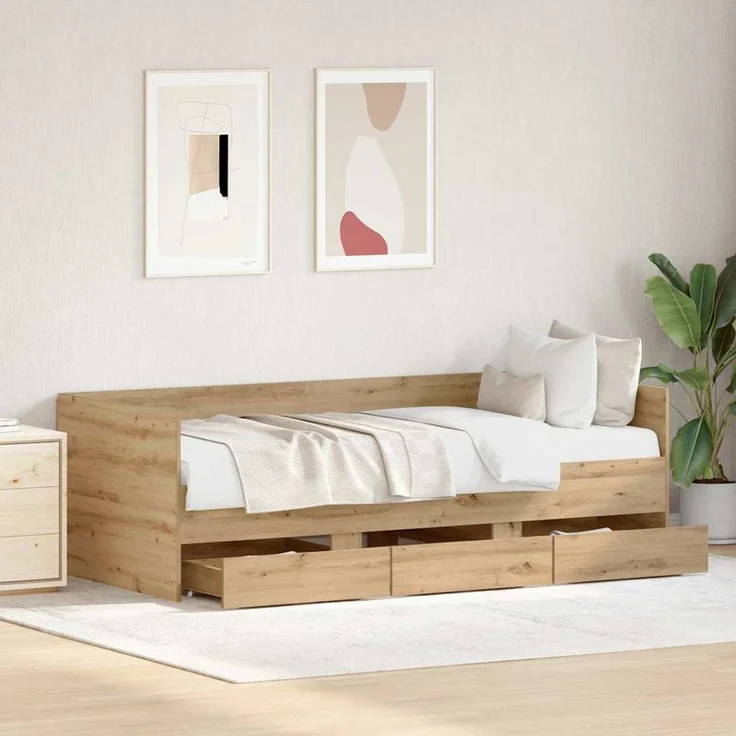 vidaXL Tagesbett mit Kopfteil Artisan-Eiche 90 x 190 cm Holzwerkstoff 3333997 – Bild 3