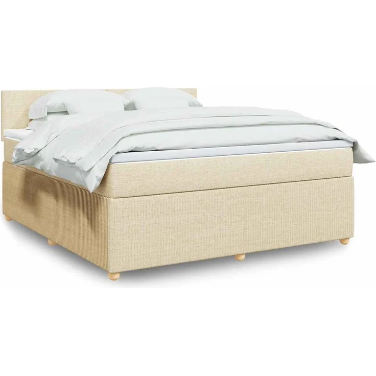 vidaXL Boxspringbett mit Matratze Creme 180x200 cm Stoff 3289833 – Bild 1
