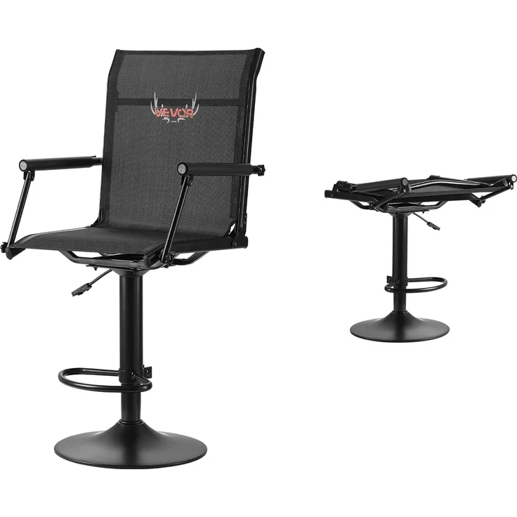 VEVOR Faltstuhl Campingstuhl Anglerstuhl mit gepolsterten Armlehnen, höhenverstellbarer Klappstuhl Gartenstuhl (136 kg belastbar) 360° geräuschlos drehbar, für Picknick Garten Outdoor Angeln