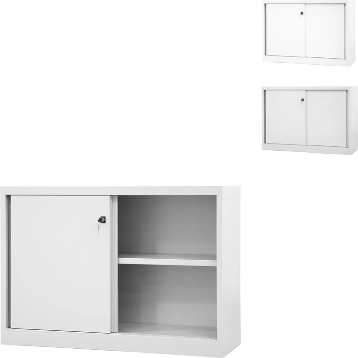 BISLEY ECO Schiebetürenschrank aus Metall abschließbar 2 OH in lichtgrau Aktenschrank Werkzeugschrank Schrank mit Schiebetüren, SD12081S-645 – Bild 2