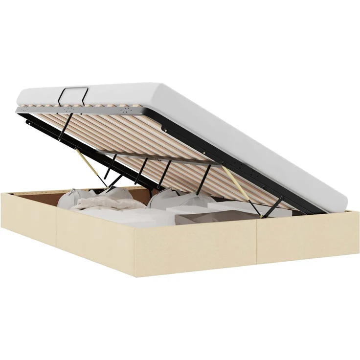 vidaXL Ottoman Bettgestell mit Speicher Creme 140 x 200 cm Stoff 3442830 – Bild 2