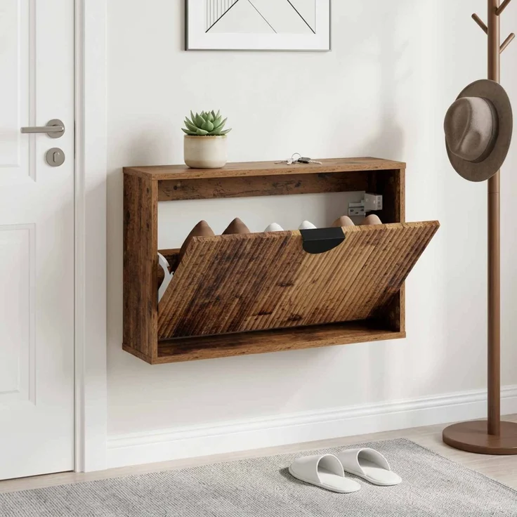vidaXL Schuhschrank VENRAY 70 x 17 x 43 cm Holzwerkstoff Altholz 8020061 – Bild 1