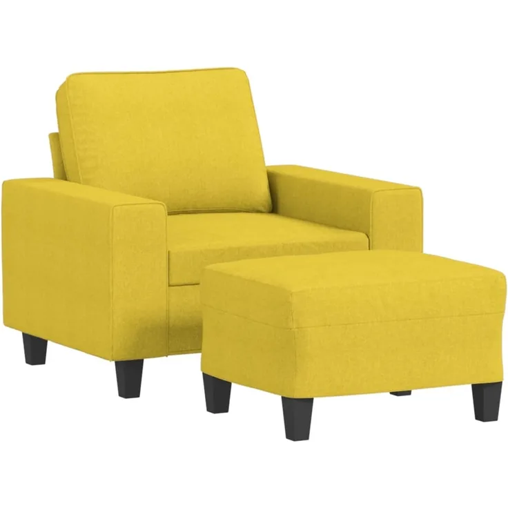 vidaXL Sessel mit Hocker Hellgelb 60 cm Stoff 3201148