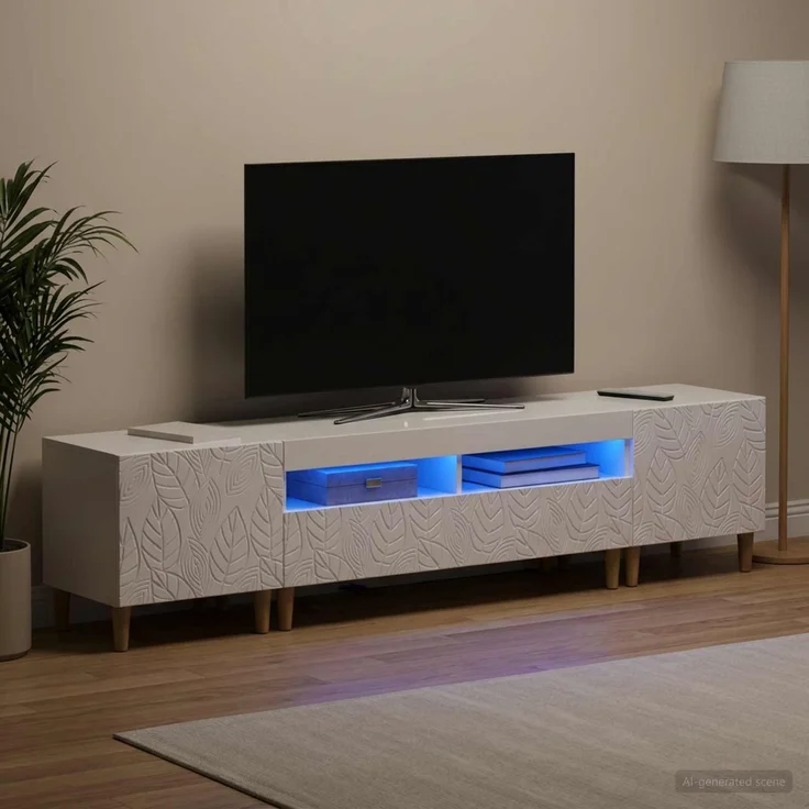 vidaXL 3-teiliges LED TV Regal DELFT Hochglanz Weiß Holzwerkstoff 3416762 – Bild 3
