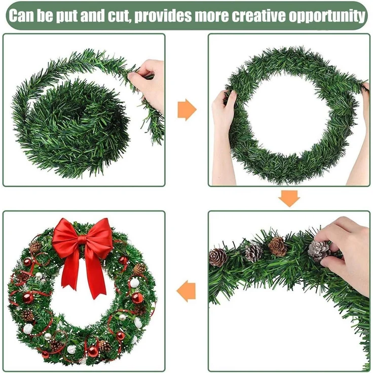 32M Weihnachtsgirlande Dekoration Grüne Piniengirlande 4cm – Bild 4