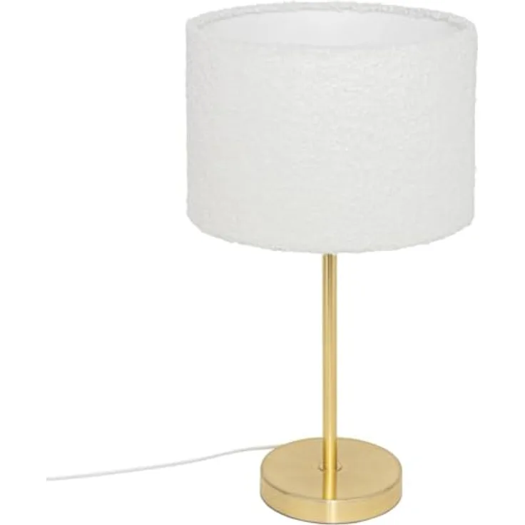 Atmosphera Tischlampe Tina Doré, 49 cm hoch mit Boucle-Schirm aus Metall und Polyester, elegante Nachttischlampe