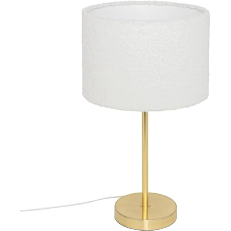 Atmosphera Tischlampe Tina Doré, 49 cm hoch mit Boucle-Schirm aus Metall und Polyester, elegante Nachttischlampe – Bild 1