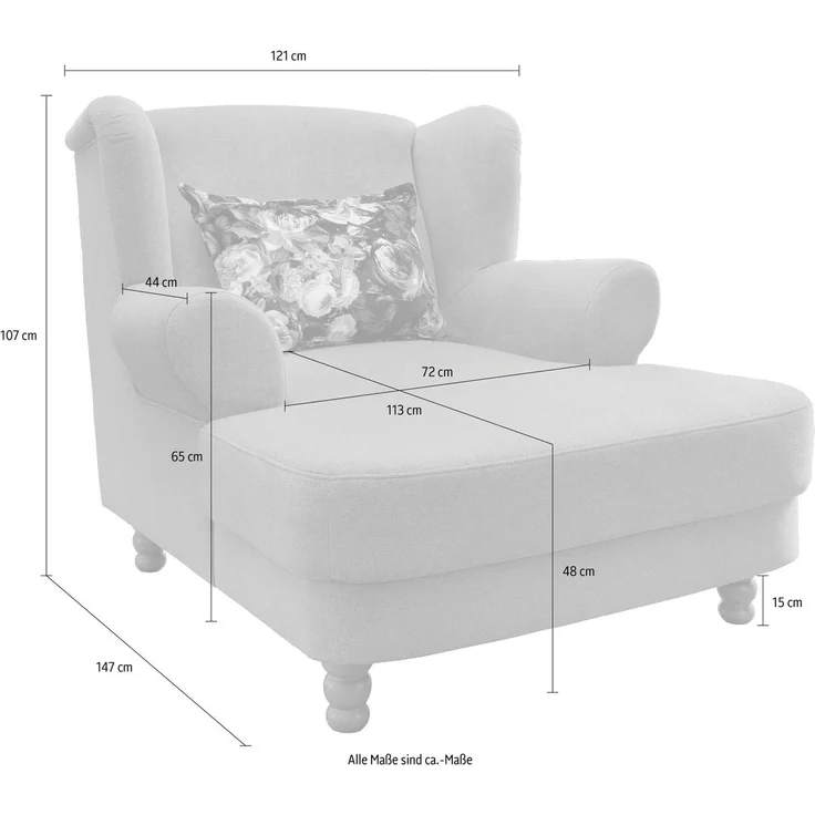 Home affaire Loveseat Tassilo Big Mega Ohrensessel, viel Platz und bequem, Breite 121cm – Bild 4