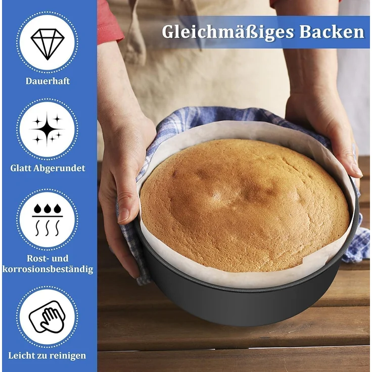 Homikit Edelstahl Backform Set 2er, Rund Kuchenform Antihaft 16cm, Gesund – Bild 4