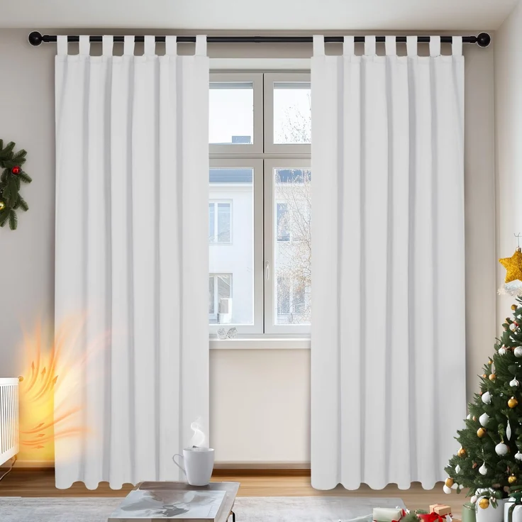 Deconovo Gardinen Verdunkelungsgardinen Vorhänge Verdunkelungsvorhang Thermo Vorhang Blickdicht Schlaufen Fensterdeko, 175x140 cm(HöhexBreite), Silber Grau, 2er Set