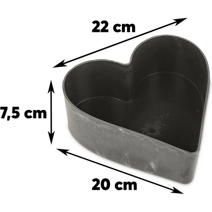 matches21 HOME & HOBBY Blumentopf Herz Pflanzschalen für draussen 3er Set schwarz marmoriert in 26 cm (3 St), Blumen-Schale als wetterfeste Friedhof-Schale Grab-Schmuck Grabschale – Bild 2