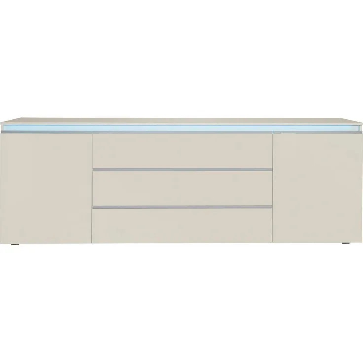 Home affaire Sideboard Magic, Kommode, Schrank, Stauraumschrank, Hochwertiger Aluminiumgriff, 2 Türen, 3 Schubkästen,B/T/H 240×40×81 cm