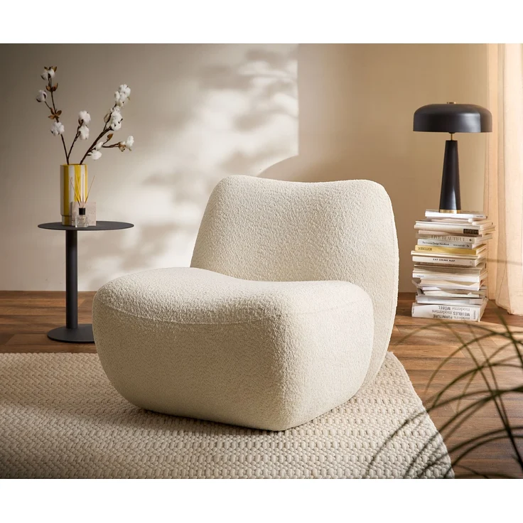 Loungesessel Zena 75x85 cm Bouclé Weiß – Bild 1