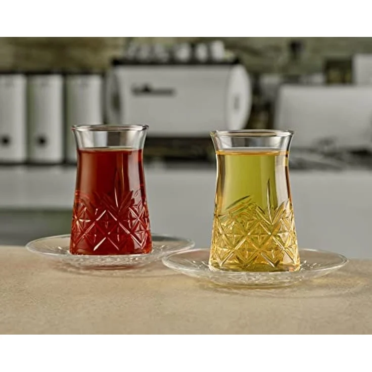 Pasabahce Timeless 96991 Teeglas Set 12 Teilig mit Untertassen 132ml aus Glas transparent – Bild 5
